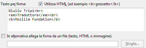 Scrittura firma html Windows