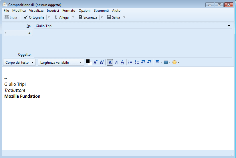 Composizione firma html Windows
