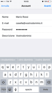configura email su iphone7